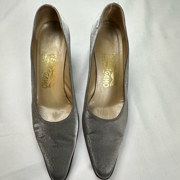 Salvatore Ferragamo Elegant Silver Women's Heels w/lace design (Size  7 1/2) - Picture 2 of 8